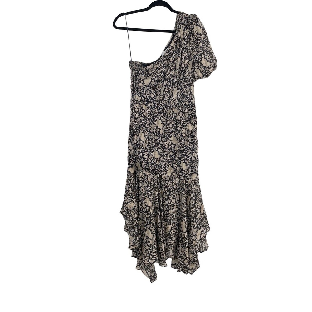 ASTR the Label Women Black Ivory Santorini Floral One Shoulder Midi Dress Size M - Picture 5 of 14
